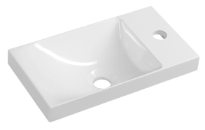 AGOS Cultured Marble Washbasin without overflow 40x22 cm, white/left/right