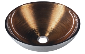 MURANO WENGE Glass Washbasin dia. 40cm, copper/silver