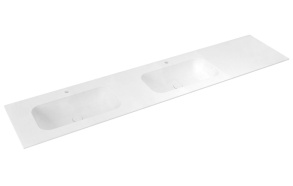 ARUBA Double-Washbasin left, 220x51,5 cm, Rockstone white matt