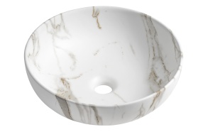 RONDANE counter top ceramic washbasin dia. 41cm, bianco carrara