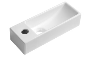 valamu Aqua Mini 38x14 cm, segistiava vasakul, valge