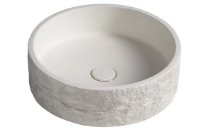 betoonist valamu põhjaklapiga Ispir 40 cm, white sandstone