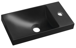 AGOS Cultured Marble Washbasin without overflow 40x22cm, left/right, black matt