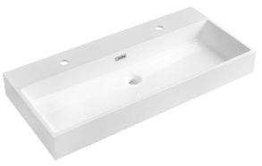 AQUATIC Cast Marble Double Washbasin, 100x46cm, white