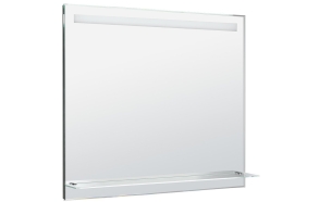 LED backlit mirror 100x80cm, glass shelf, button switch