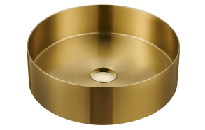 AURUM stainless steel wash basin, diameter 38 cm, including drain, gold