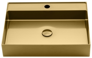 AURUM stainless steel wash basin 55x42 cm, including drain, gold