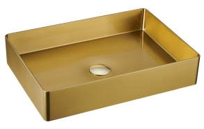 AURUM stainless steel wash basin 50x35 cm, including drain, gold