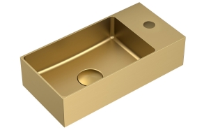 AURUM stainless steel washbasin, 36,5x18cm, including drain, left/right, gold matt