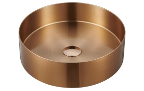 AURUM stainless steel wash basin, diameter 38 cm, including drain, pink gold