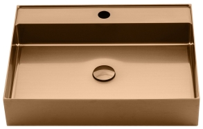 AURUM stainless steel wash basin 55x42 cm, including drain, pink gold