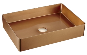 AURUM stainless steel wash basin 50x35 cm, including drain, pink gold