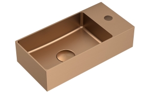 AURUM stainless steel washbasin, 36,5x18cm, including drain, copper gold
