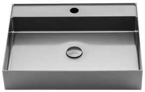 AURUM stainless steel wash basin 55x42 cm, including drain, brushed stainless steel