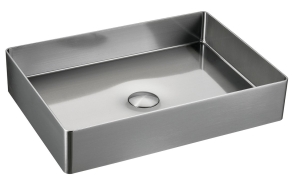 AURUM stainless steel wash basin 50x35 cm, including drain, brushed stainless steel
