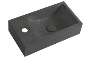 CREST L concrete washbasin including waste, 40x22 cm, black granite