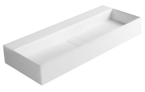 CUBIS washbasin, cast marble, 100x40cm, without tap hole, white