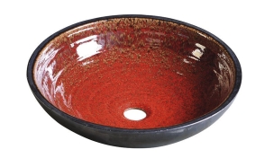 ATTILA Ceramic Washbowl dia 43 cm, tomatto red/kerosene