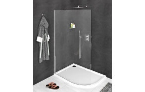 MODULAR SHOWER Wall Glass Panel, 1 Piece with radius, 1107 mm