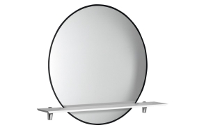SHARON LED backlit mirror Ø 80cm with shelf, black matt