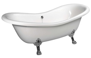 CHARLESTON Freestanding Bath 188x80x71cm, Chrome Matt Legs, White