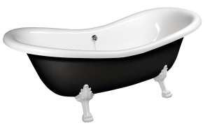 CHARLESTON Freestanding Bath 188x80x71cm, White Legs, Black/White