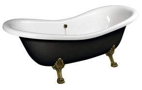 CHARLESTON Freestanding Bath 188x80x71cm, Bronze Legs, Black/White