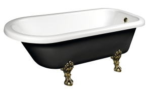 FOXTROT Freestanding Bath 170x75x64cm, Bronze Legs, Black/White