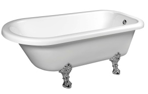 FOXTROT Freestanding Bath 170x75x47cm, Chrome Matt Legs, White