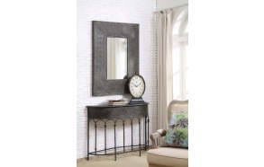 37"L x 48-1/2"H Embossed Metal Framed Mirror, Mirror Size 18-1/2"L x 30"H, Black