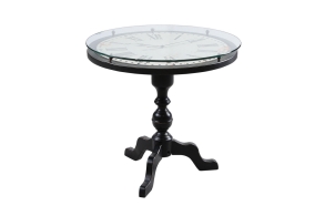 31-1/4" Round x 28-1/2"H MDF & Wood Table w/ Working Clock Top, KD,