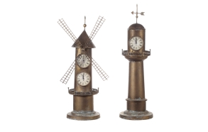 33.25"H Iron 2-Side LighthouseClock w/ Weathervane Top