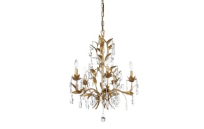 21" Round x 29-1/2"H Metal Chandelier w/ Crystals,  (40 Watt Bulb Maximum) 