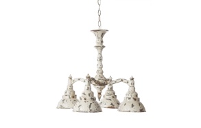 17-1/2"L x 18-1/2"H MTL -4BulbHanging Lamp, Dist Cream