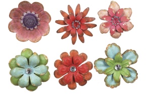4" Round Metal Flower Magnet, 6 Styles
