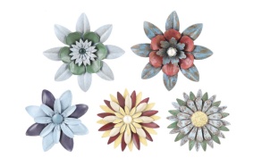 4-1/2" Round Metal Flower Magnet, 5 Styles 