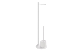 Stand with toilet paper and toilet brush holder, white