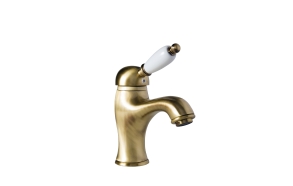 SINGLE LEVER BASIN MIXER WITH POP-UP WASTE WHITE LEVER BRONZE