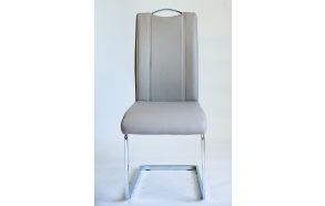 chair INFERNO,beige art. leather, chromed metal feet