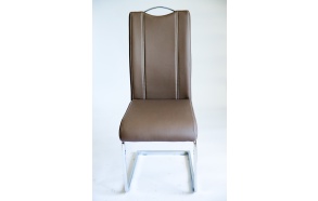 chair INFERNO,brown art. leather, chromed metal feet