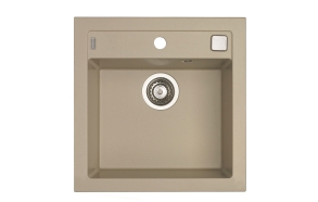 granite basin 52x51x20 cm, G55 beige, automatic siphon