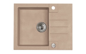 granite basin 59,5x47,5x16 cm, G55 beige, automatic siphon