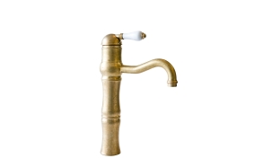 high basin mixer with pop-up, raw brass, handle 76