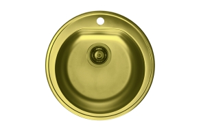 round stainless steel basin FORM 30 MONARCH, diam 51 cm, height 18,5 cm, waste 3 1/2´´, golden finish. Drain is included.