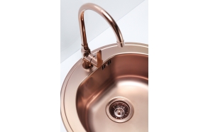 round stainless steel basin FORM 30 MONARCH, diam 51 cm, height 18,5 cm, waste 3 1/2´´, copper finish. Drain is included.