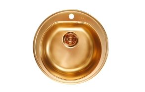 round stainless steel basin FORM 30 MONARCH, diam 51 cm, height 18,5 cm, waste 3 1/2´´, bronze finish. Drain is included.