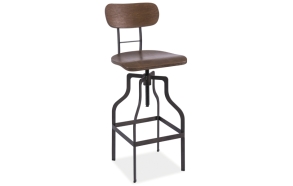 bar stool Industrial with back rest, wood+metal