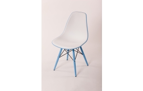 chair Alexis V, white/blue seat, blue feet