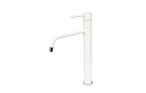 high basin mixer Form A with swivel spout, mat white