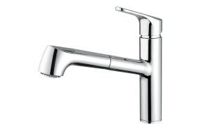 Matera sink mixer with pull-out shower and swivel spout